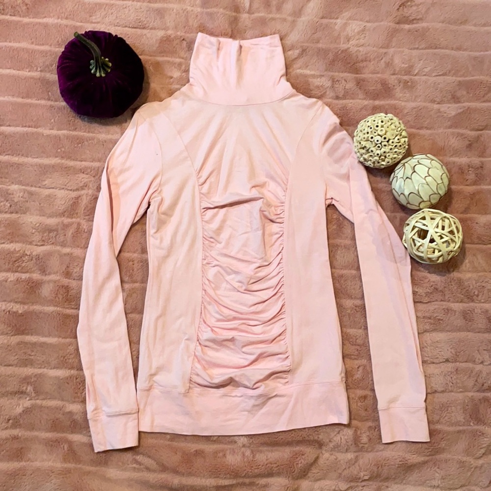 Pink ruched turtleneck! Hides the tummy